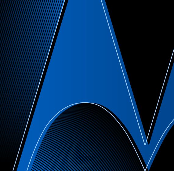 Image of dark background with royal blue Motorola batwing insignia