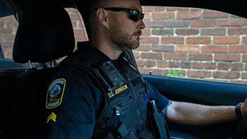 Charleston police officer in car