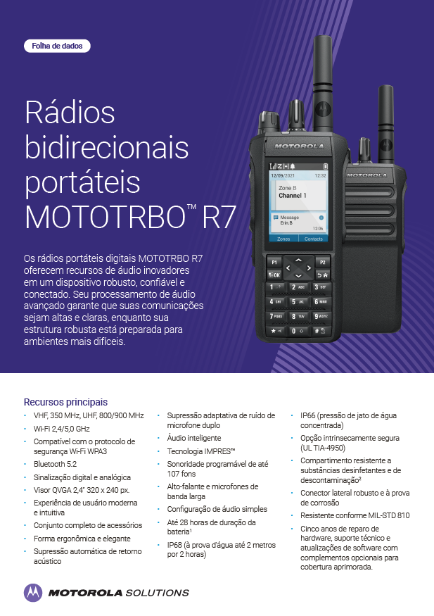 MOTOTRBO R7  Folha de Dados