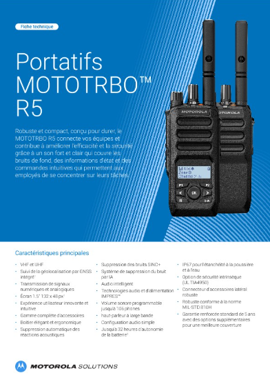 MOTOTRBO R5 Data Sheet