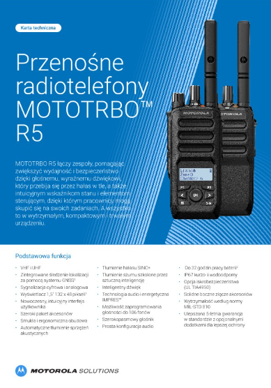 Karta techniczna MOTOTRBO R5