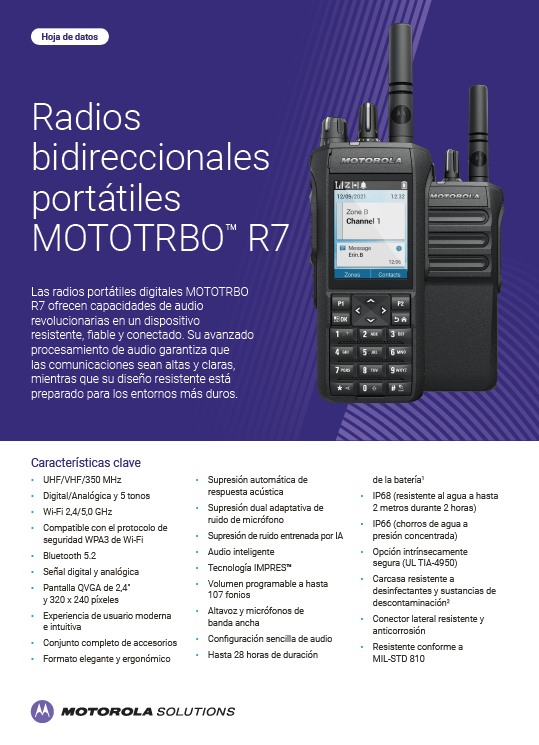 Hoja de datos de MOTOTRBO R7