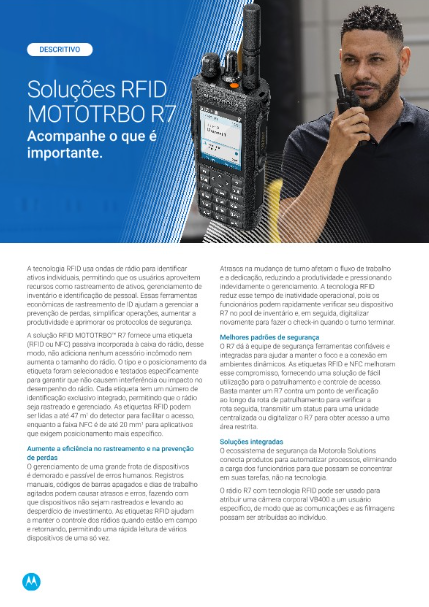 Material informativo - solução RFID Mototrbo R7