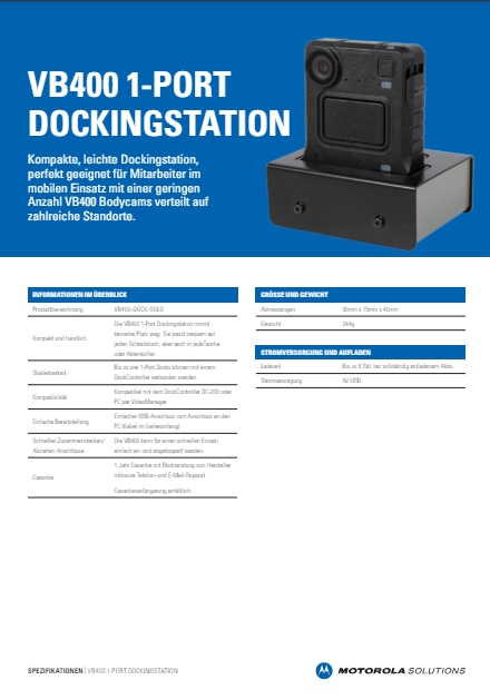 Daten der VB400 1-Port-Dockingstation