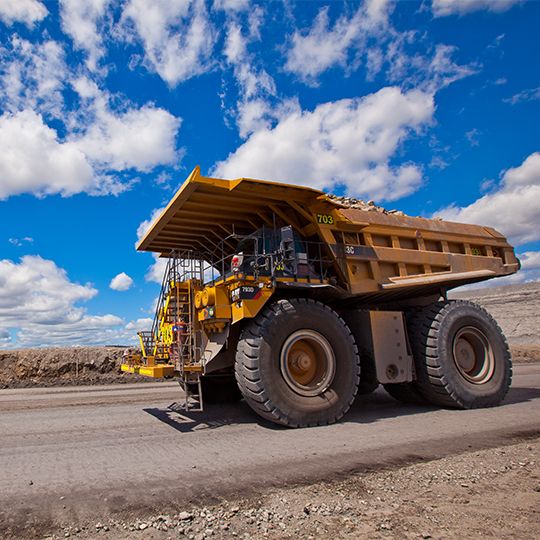 Dump truck on a road