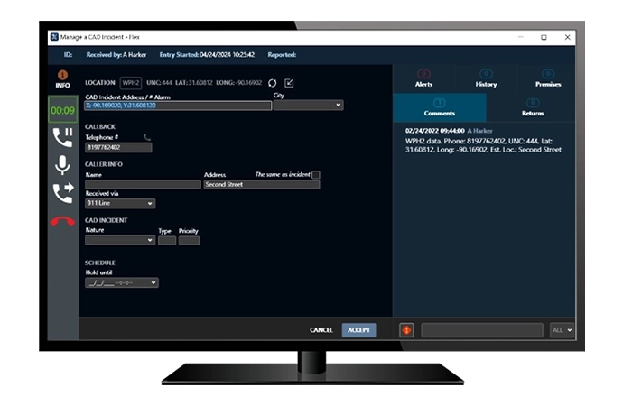 Flex CAD and VESTA 9-1-1 integrated call control