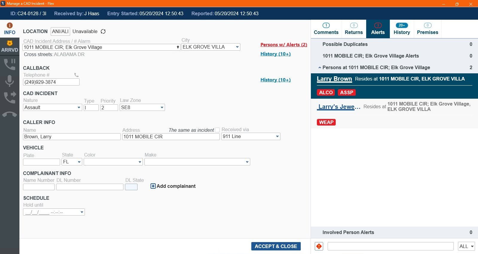 Save CAD Incident screen location