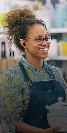 Image of female store clerk interfacing with a female customer