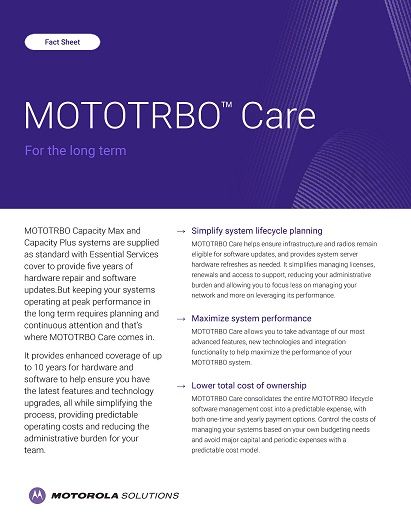 MOTOTRBO Care Fact Sheet