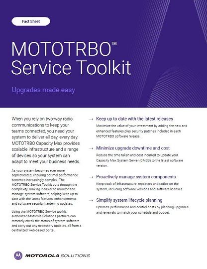 MOTOTRBO Service Toolkit Fact Sheet